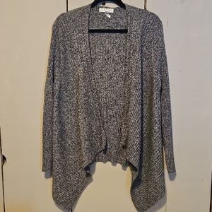 Chaus Heathered Gray Open Front ribbed Cardigan Sz XL